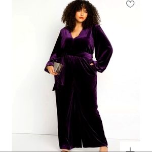 Eloquii Velvet Wide Leg Jumpsuit